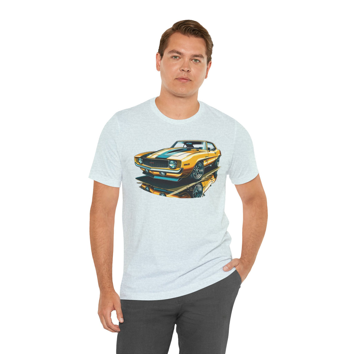 Yellow Classic Muscle Car T-Shirt | American Muscle Roars back graphic tee