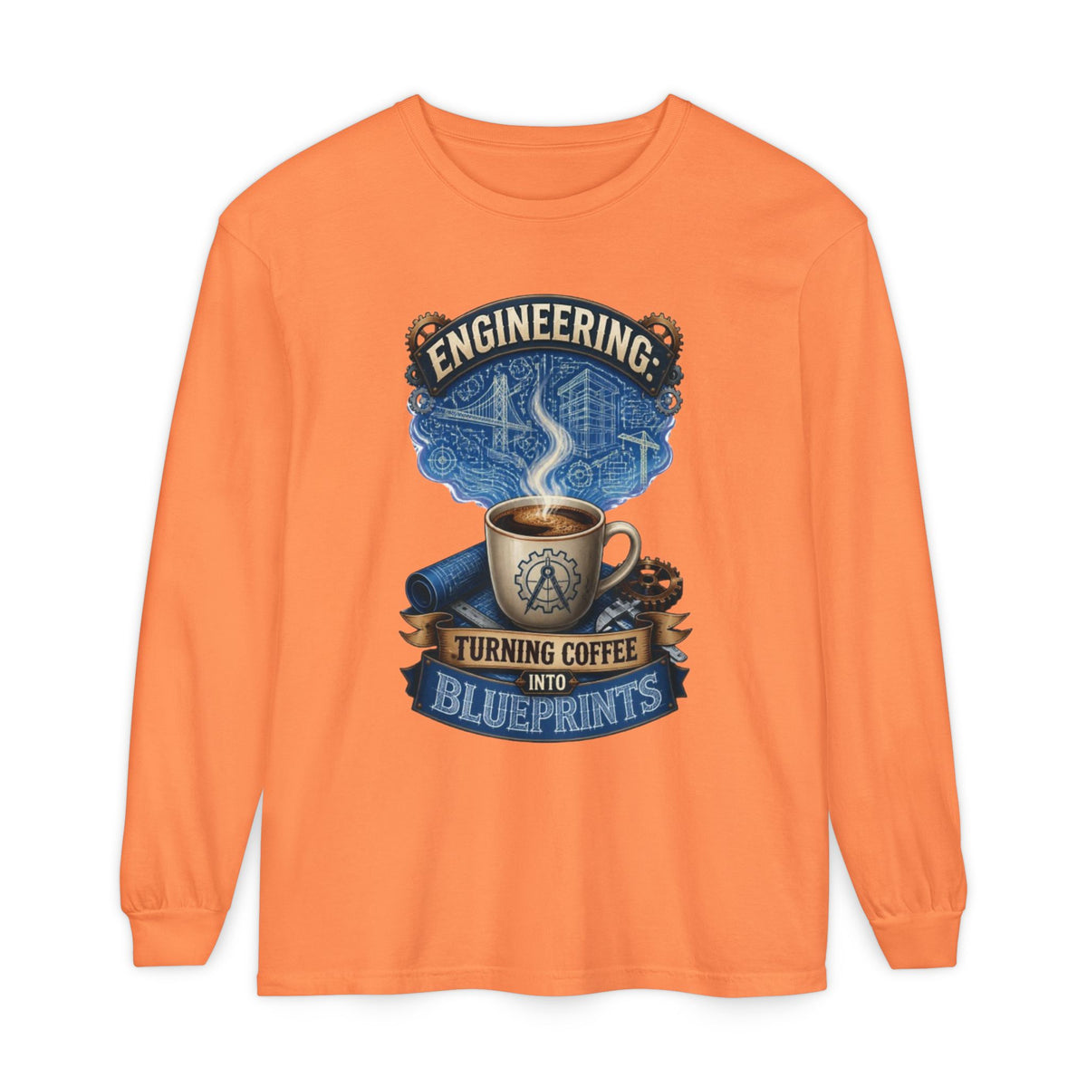 Engineering Coffee Long Sleeve Tee — "Turning Coffee Into Blueprints"