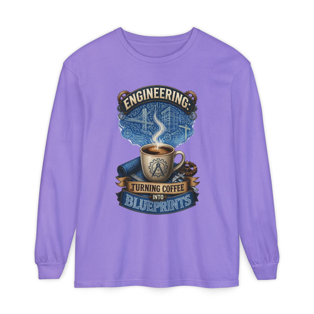 Engineering Coffee Long Sleeve Tee — "Turning Coffee Into Blueprints"