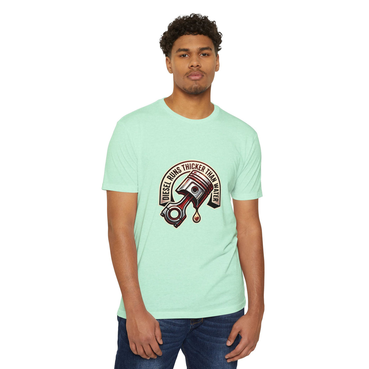Diesel Runs Thicker Than Water T-Shirt — Mechanic Piston Graphic Tee