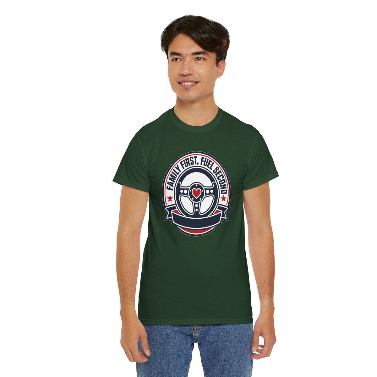 Family First, Fuel Second Tee — Steering Wheel Graphic Shirt