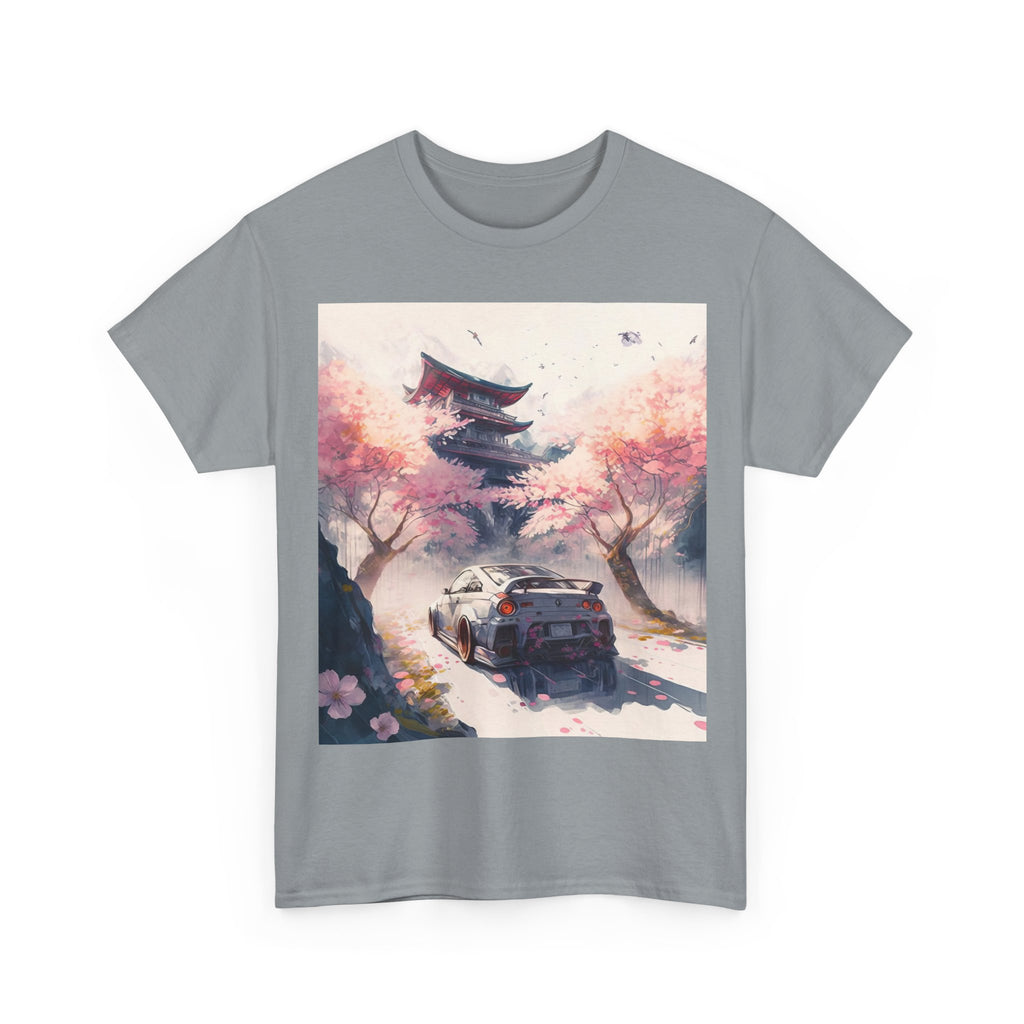 Sakura Drift Retro Sports Car Tee — Cherry Blossom JDM Graphic T-Shirt