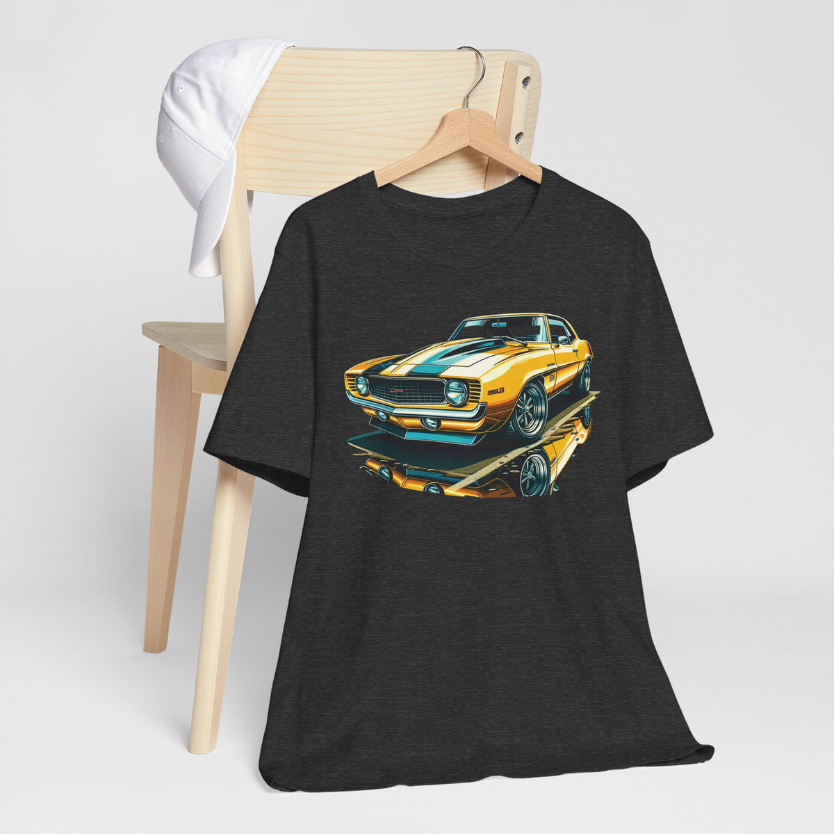 Yellow Classic Muscle Car T-Shirt | American Muscle Roars back graphic tee