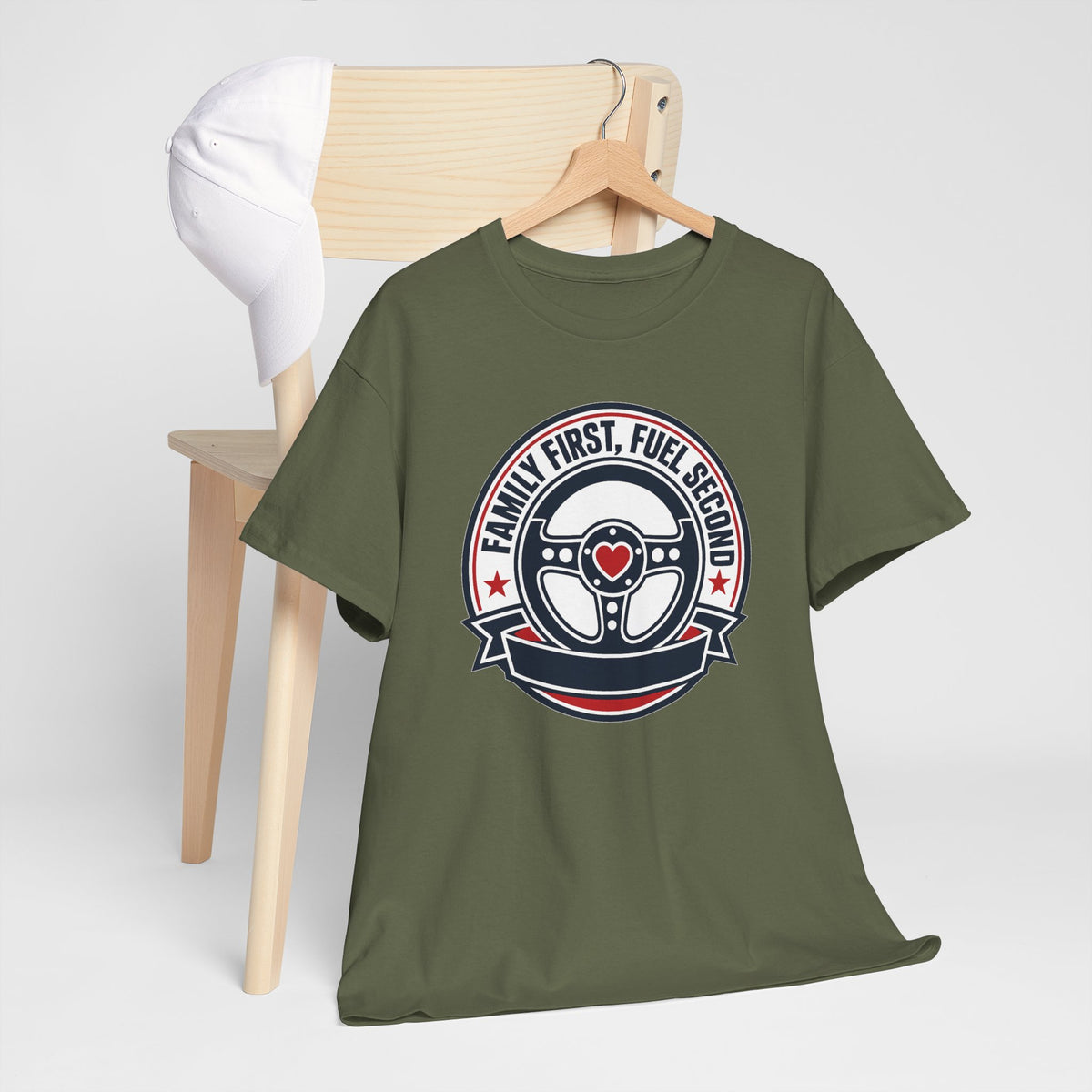 Family First, Fuel Second Tee — Steering Wheel Graphic Shirt