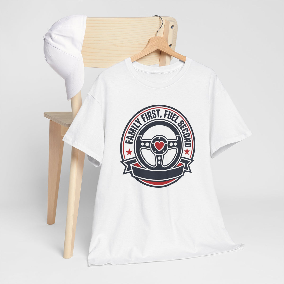 Family First, Fuel Second Tee — Steering Wheel Graphic Shirt