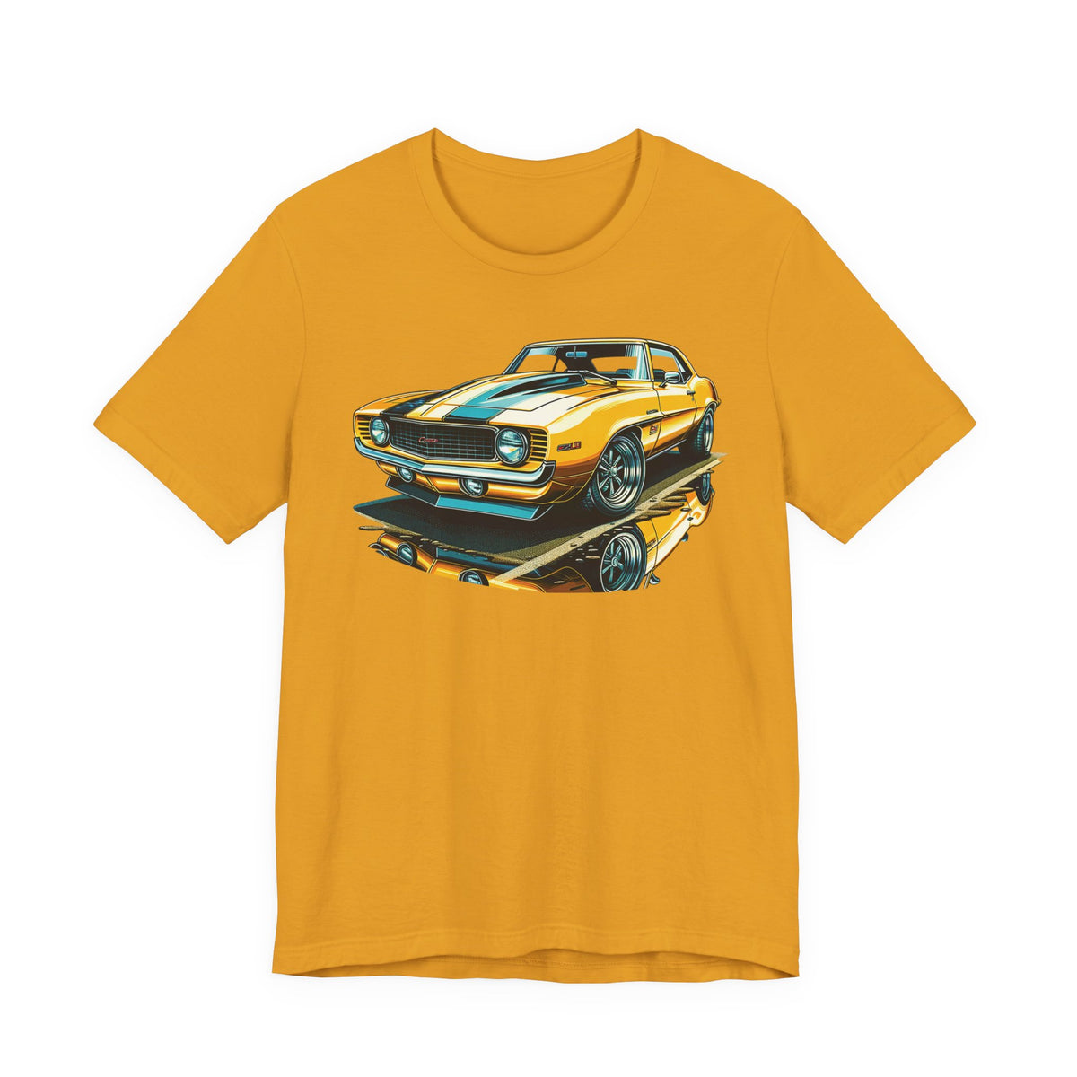 Yellow Classic Muscle Car T-Shirt | American Muscle Roars back graphic tee