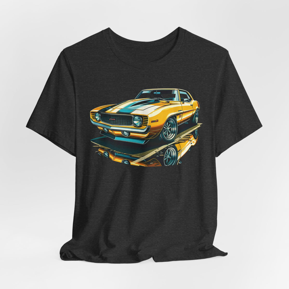 Yellow Classic Muscle Car T-Shirt | American Muscle Roars back graphic tee
