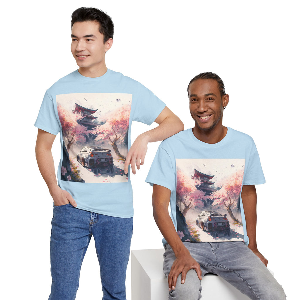 Sakura Drift Retro Sports Car Tee — Cherry Blossom JDM Graphic T-Shirt