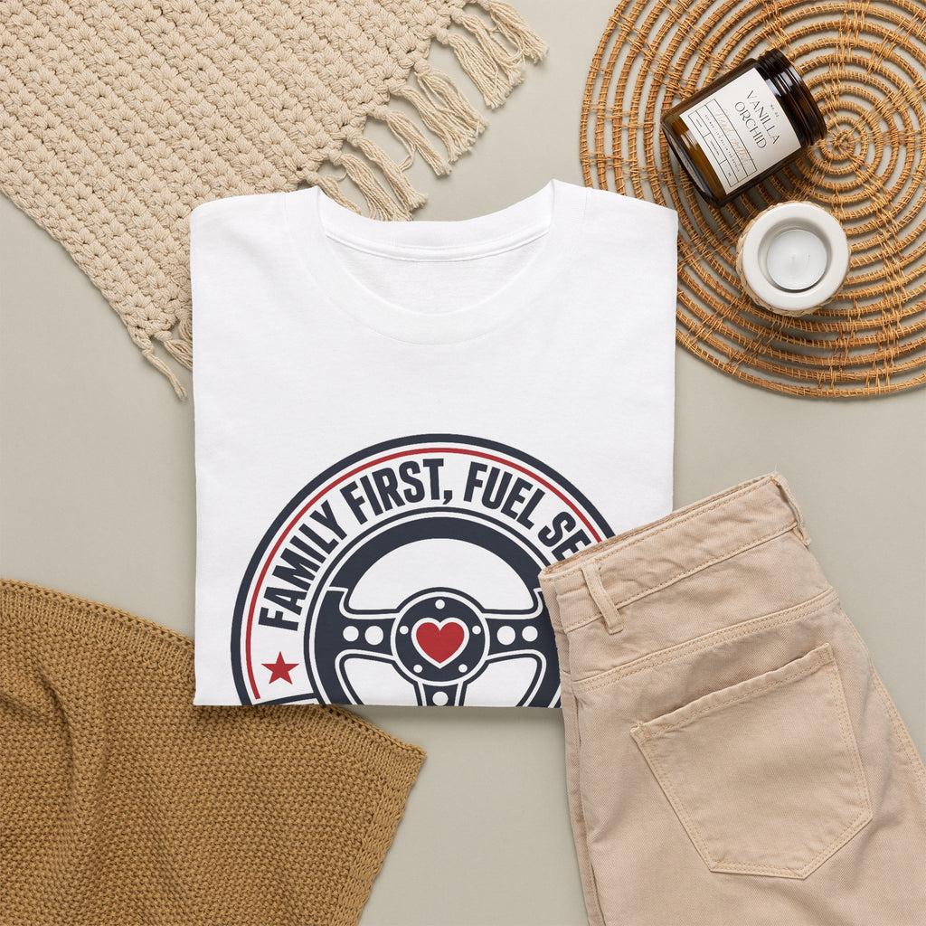 Family First, Fuel Second Tee — Steering Wheel Graphic Shirt