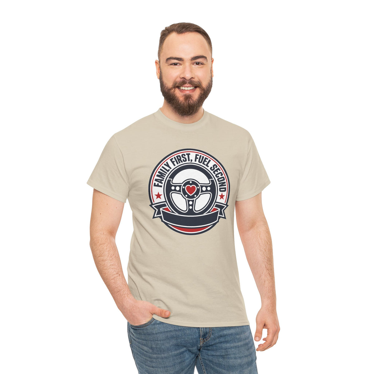 Family First, Fuel Second Tee — Steering Wheel Graphic Shirt