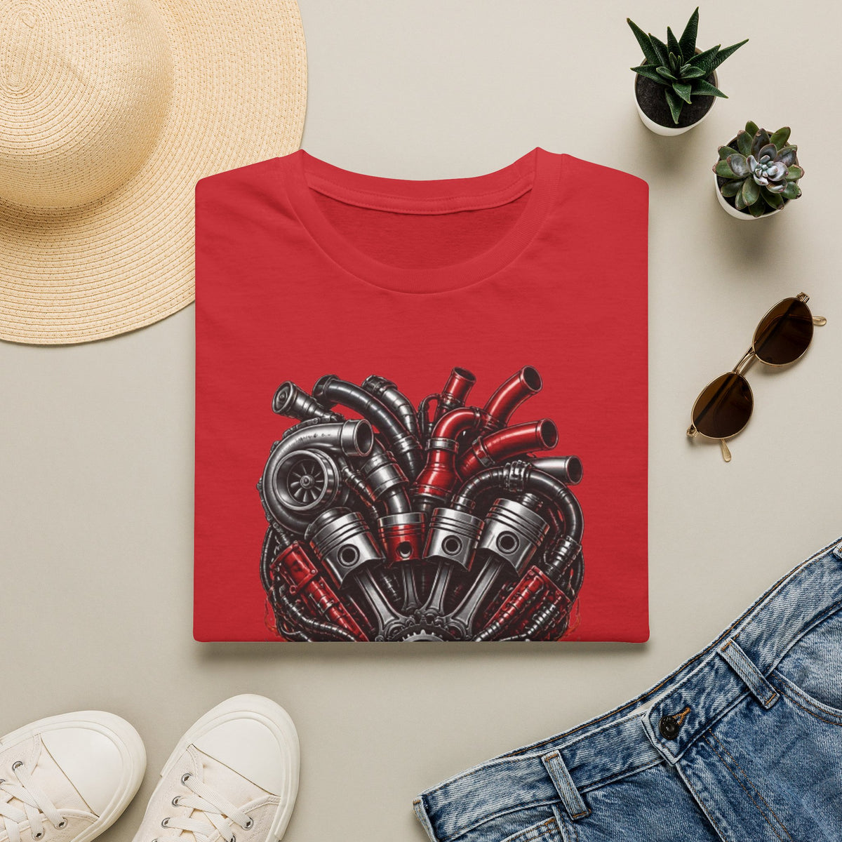 Diesel In My Veins T-Shirt — Engine Heart Graphic Tee for Car & Motor Enthusiasts