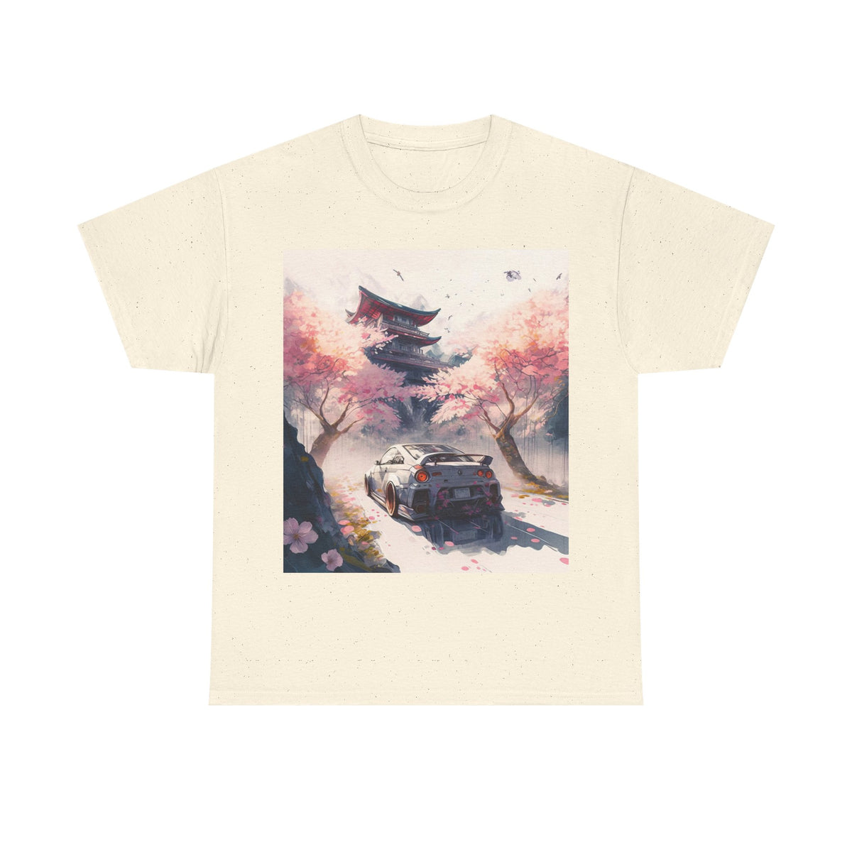 Sakura Drift Retro Sports Car Tee — Cherry Blossom JDM Graphic T-Shirt