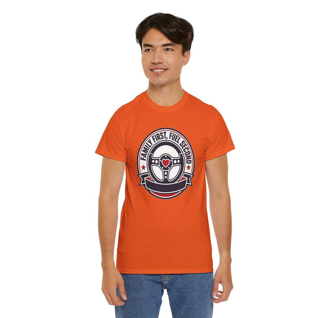 Family First, Fuel Second Tee — Steering Wheel Graphic Shirt