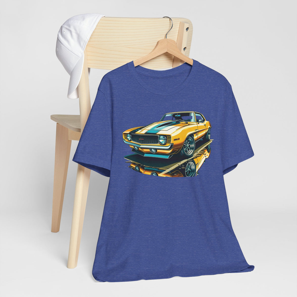 Yellow Classic Muscle Car T-Shirt | American Muscle Roars back graphic tee