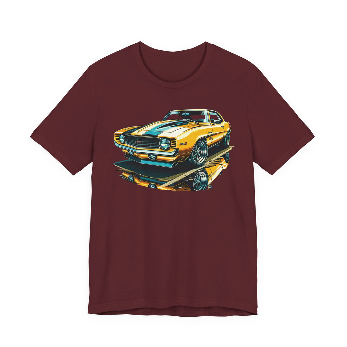 Yellow Classic Muscle Car T-Shirt | American Muscle Roars back graphic tee