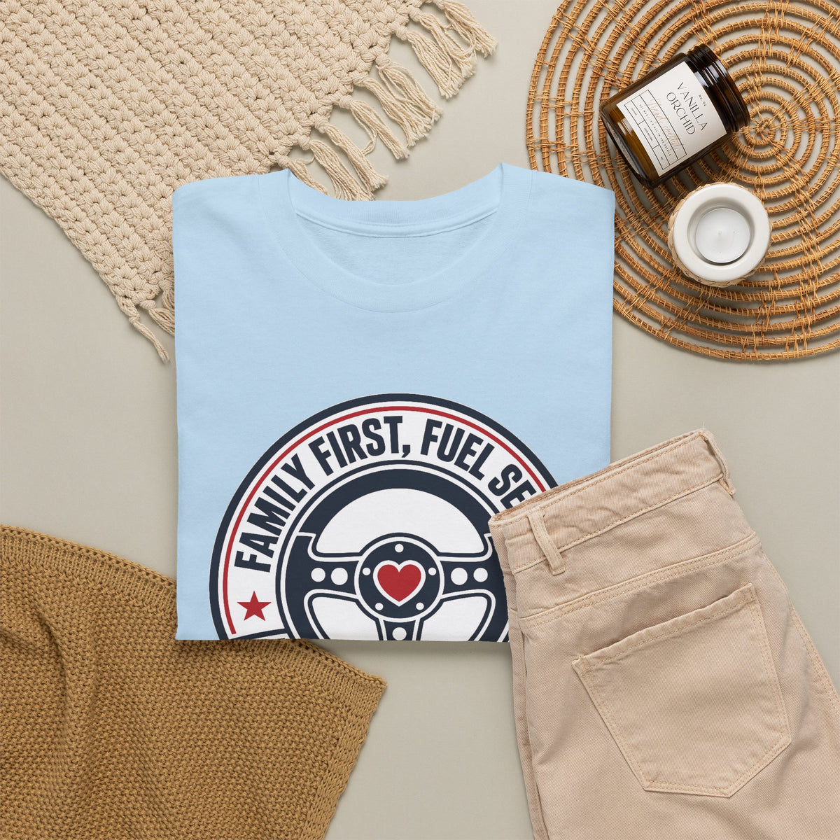Family First, Fuel Second Tee — Steering Wheel Graphic Shirt