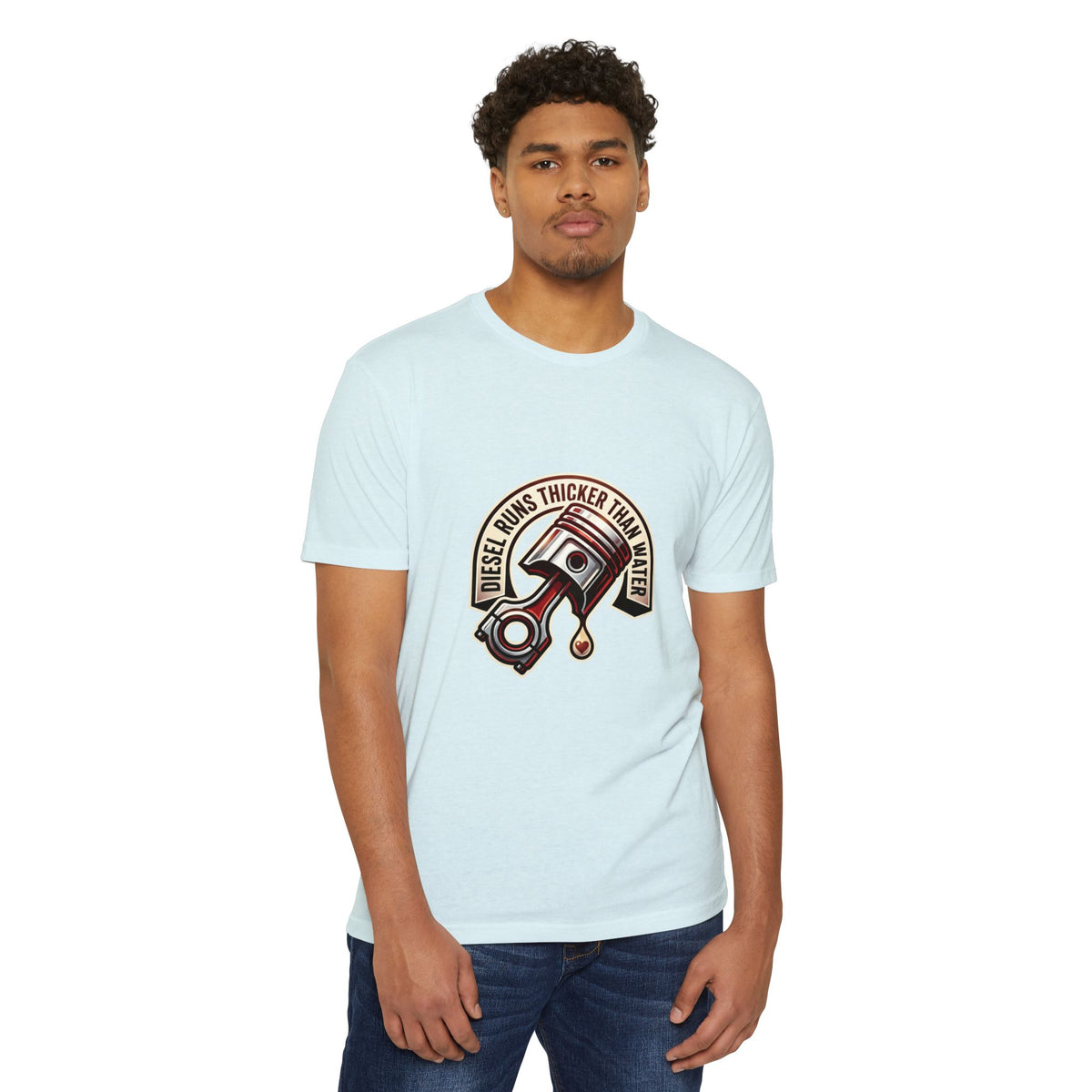 Diesel Runs Thicker Than Water T-Shirt — Mechanic Piston Graphic Tee