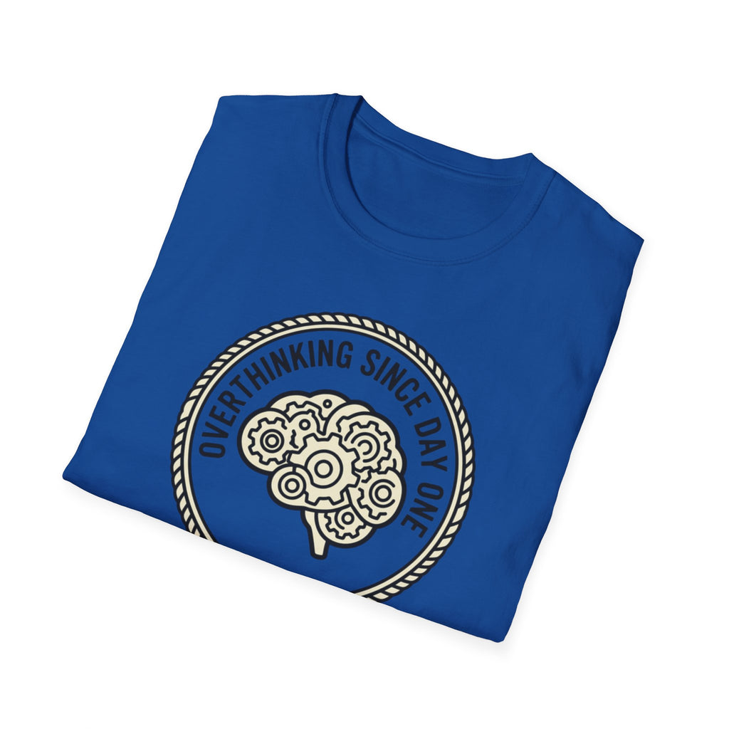 T-Shirt — "Overthinking Since Day One" Brain Graphic Tee
