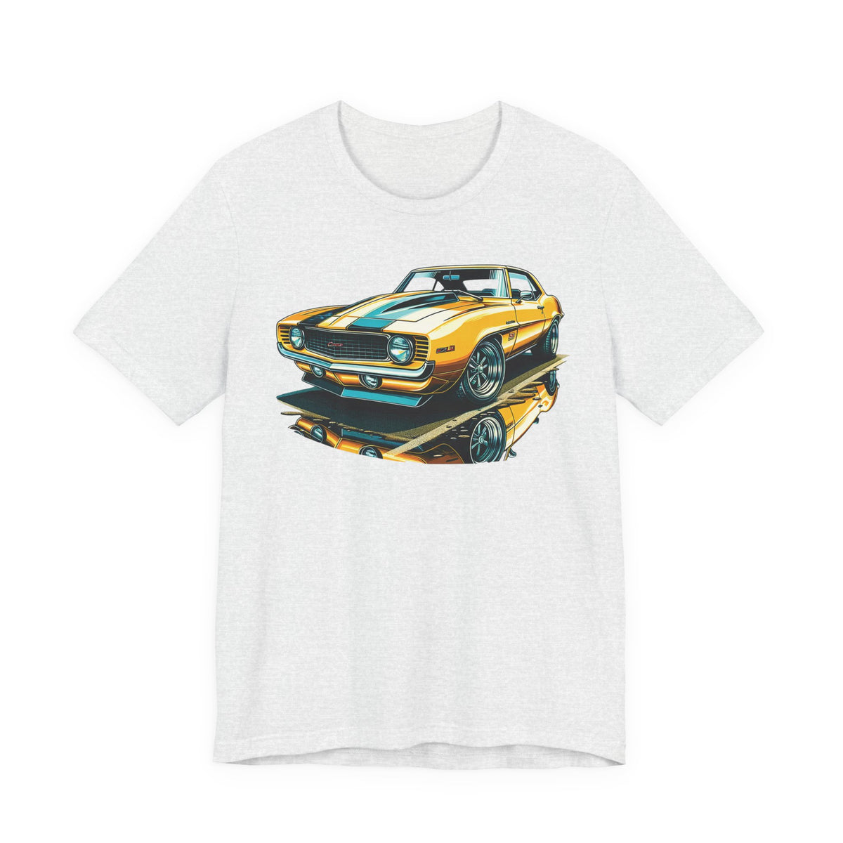 Yellow Classic Muscle Car T-Shirt | American Muscle Roars back graphic tee