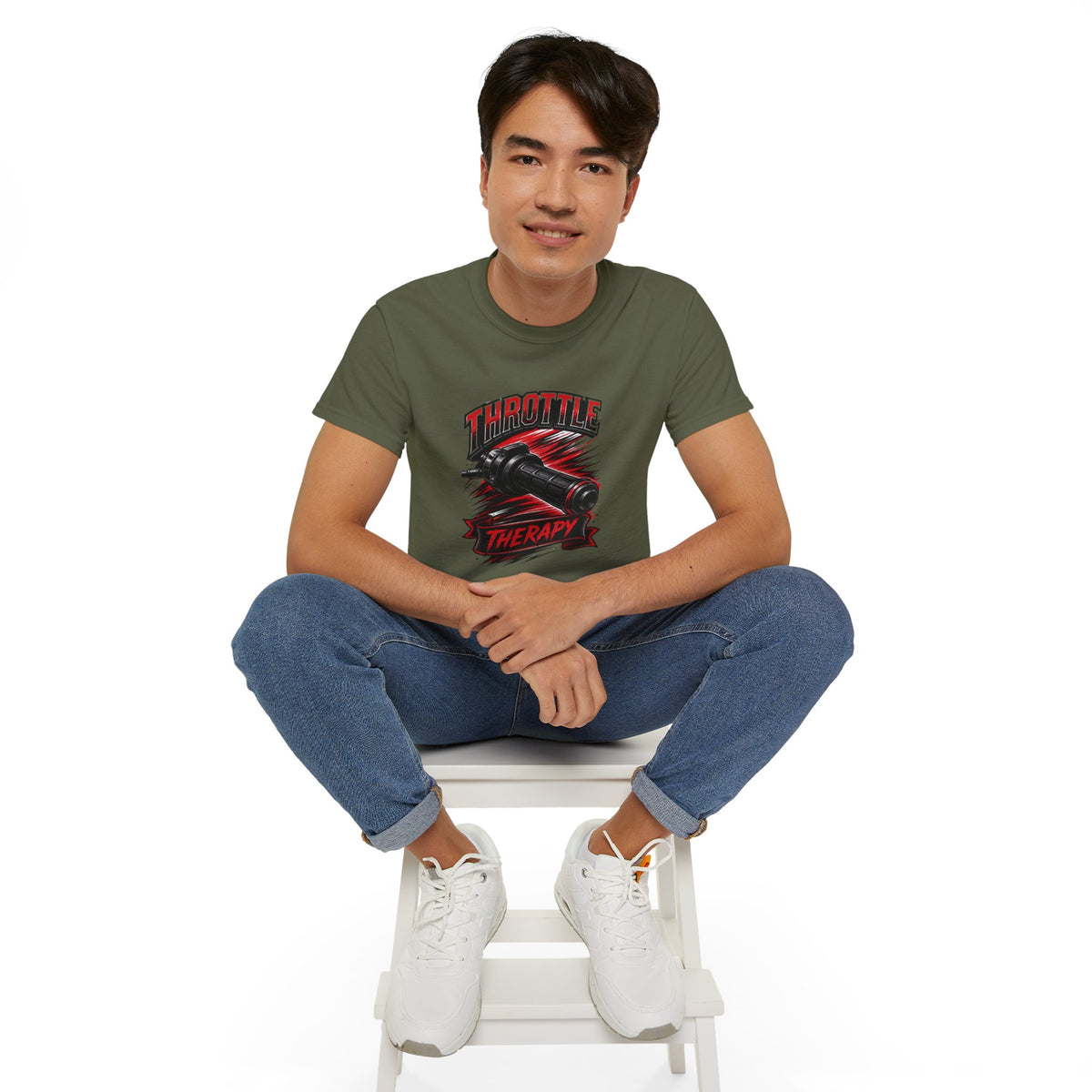 Throttle Therapy Tee – Motorcycle Spark Plug Racing T‑Shirt