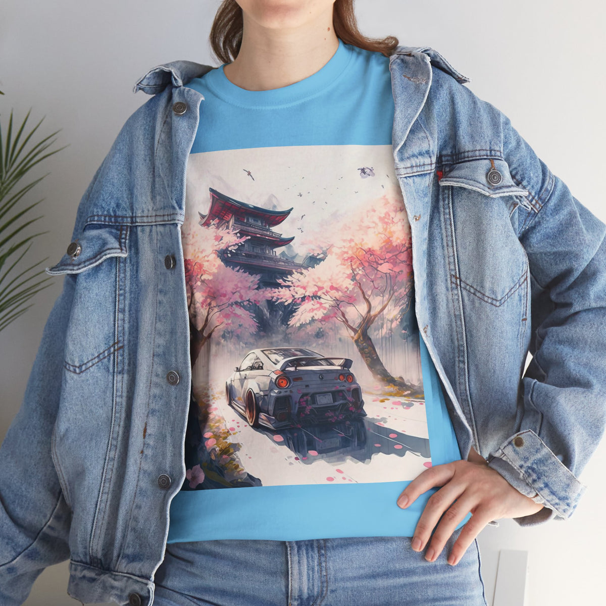 Sakura Drift Retro Sports Car Tee — Cherry Blossom JDM Graphic T-Shirt