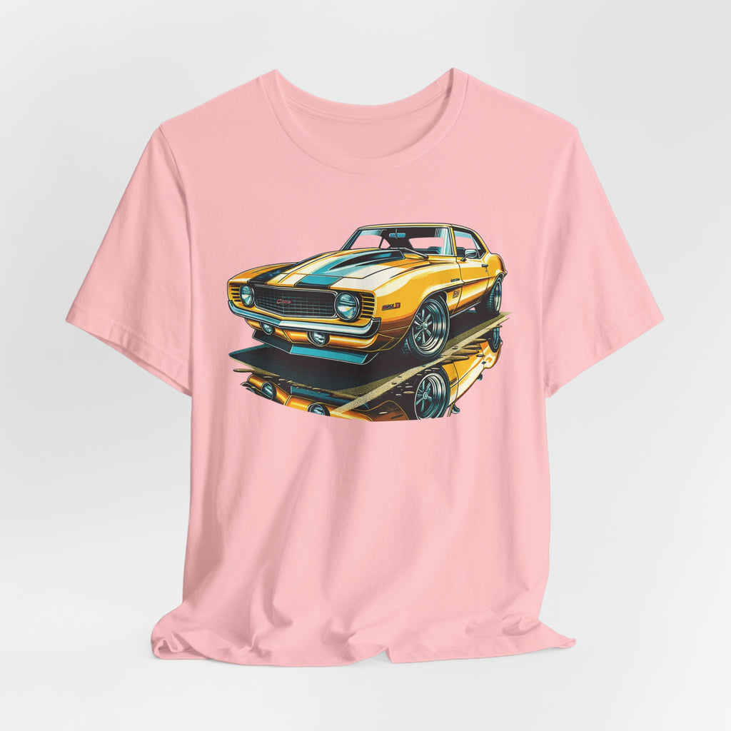 Yellow Classic Muscle Car T-Shirt | American Muscle Roars back graphic tee