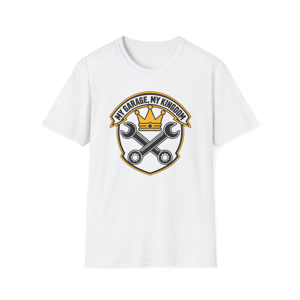 Garage King T-Shirt — "My Garage, My Kingdom" Wrench & Crown Tee