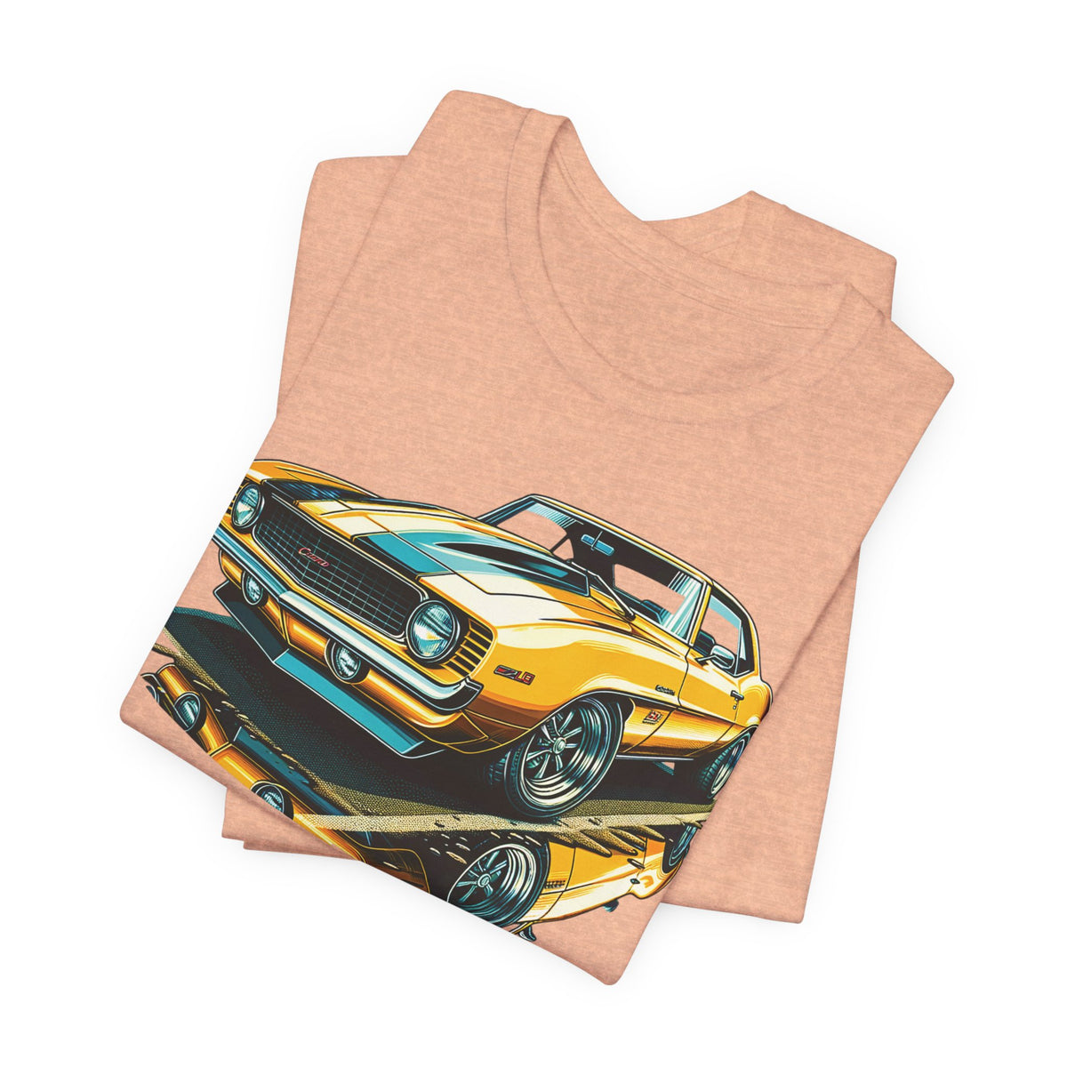 Yellow Classic Muscle Car T-Shirt | American Muscle Roars back graphic tee