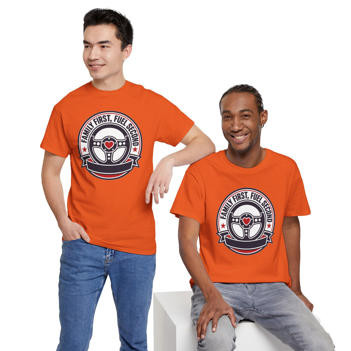 Family First, Fuel Second Tee — Steering Wheel Graphic Shirt