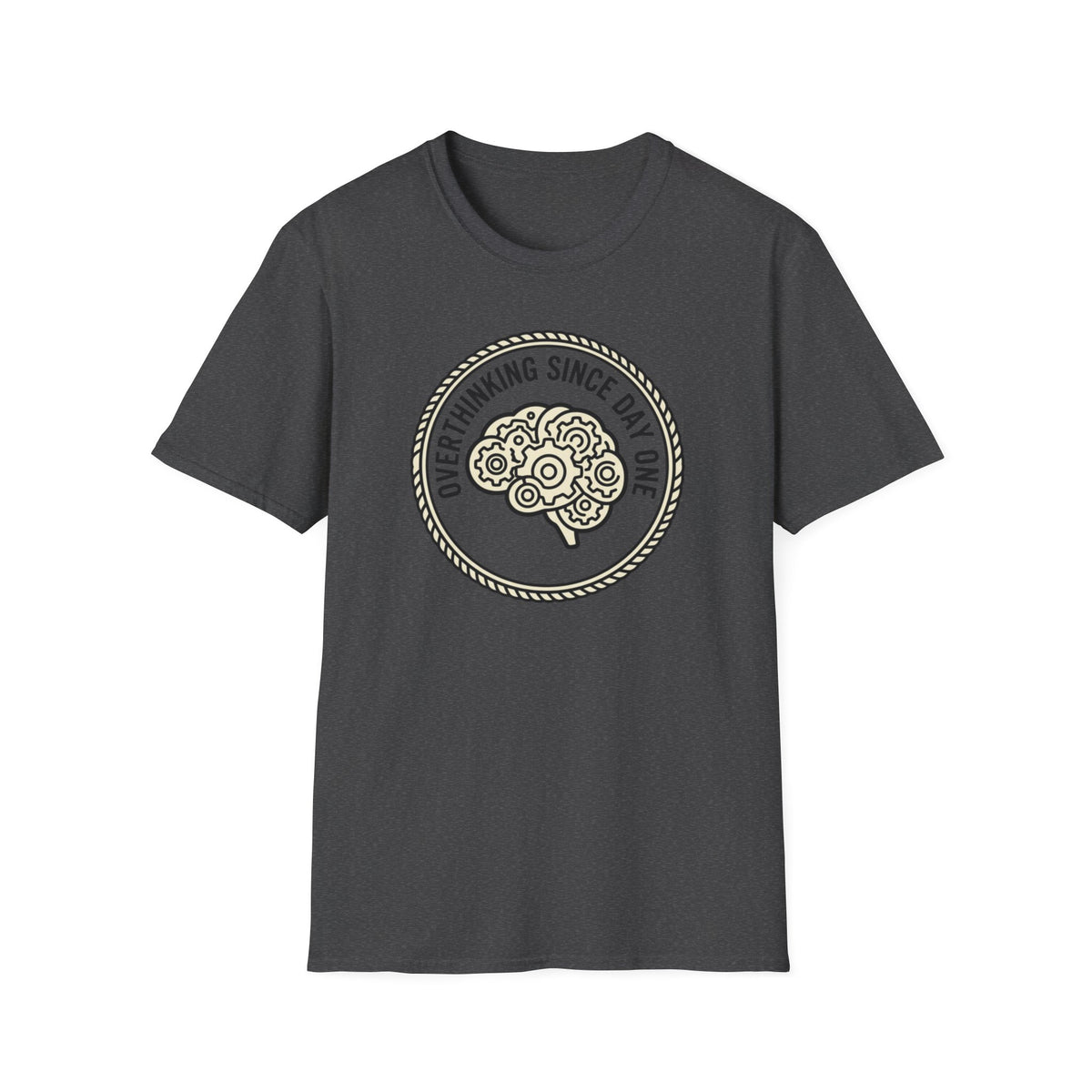T-Shirt — "Overthinking Since Day One" Brain Graphic Tee