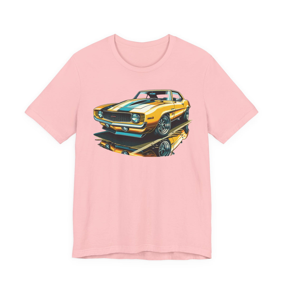 Yellow Classic Muscle Car T-Shirt | American Muscle Roars back graphic tee