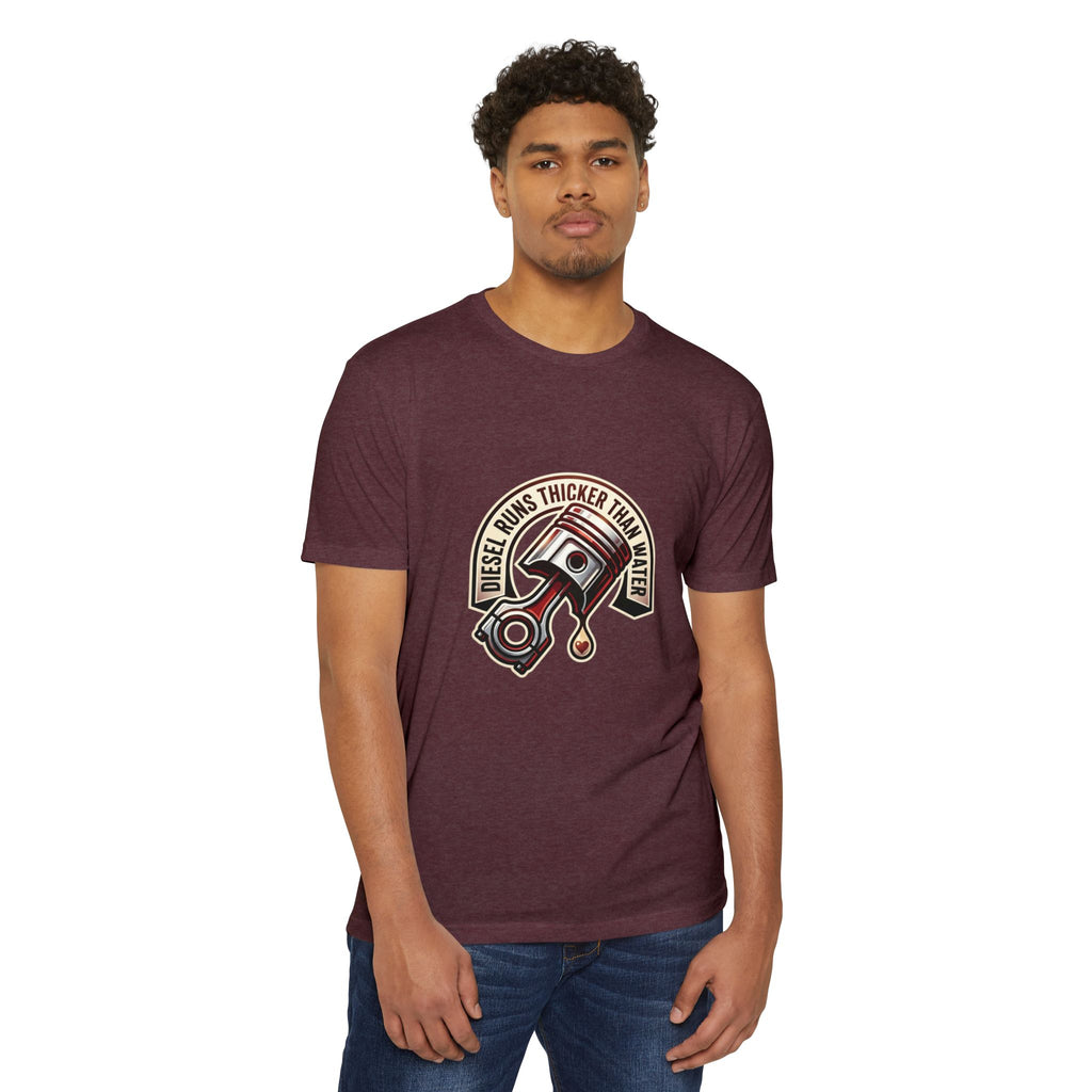 Diesel Runs Thicker Than Water T-Shirt — Mechanic Piston Graphic Tee