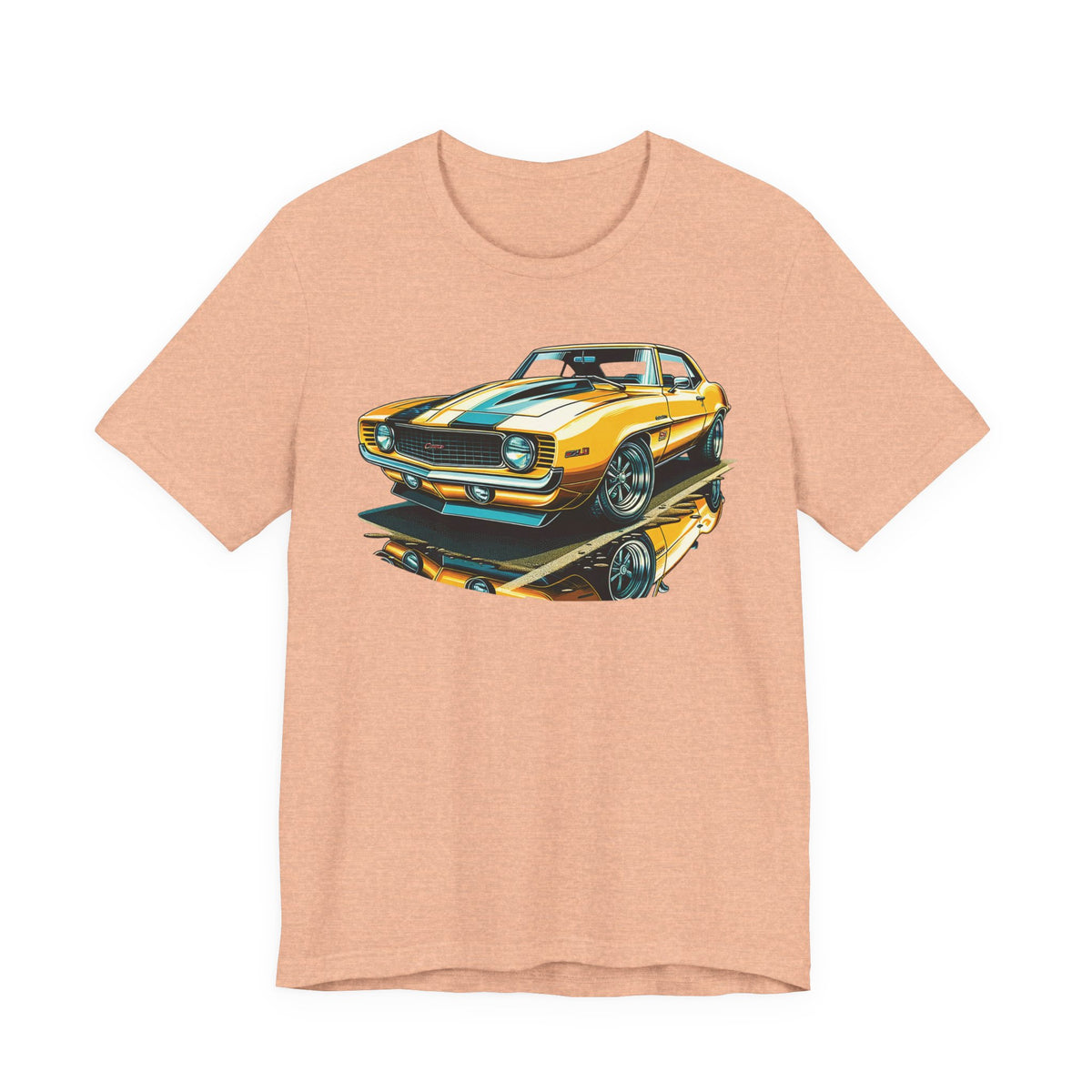 Yellow Classic Muscle Car T-Shirt | American Muscle Roars back graphic tee