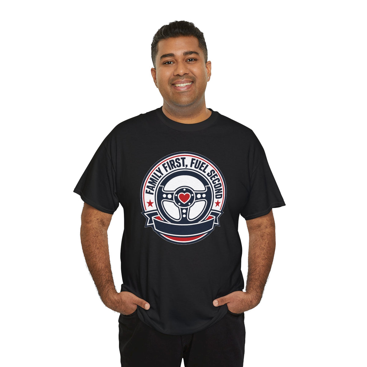 Family First, Fuel Second Tee — Steering Wheel Graphic Shirt