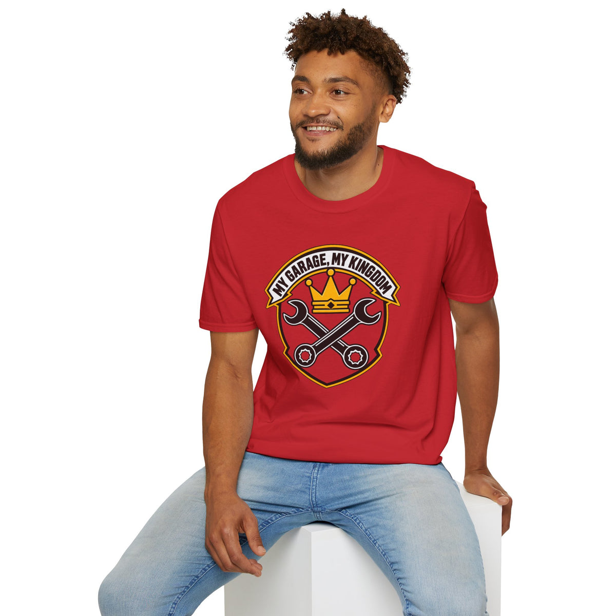 Garage King T-Shirt — "My Garage, My Kingdom" Wrench & Crown Tee