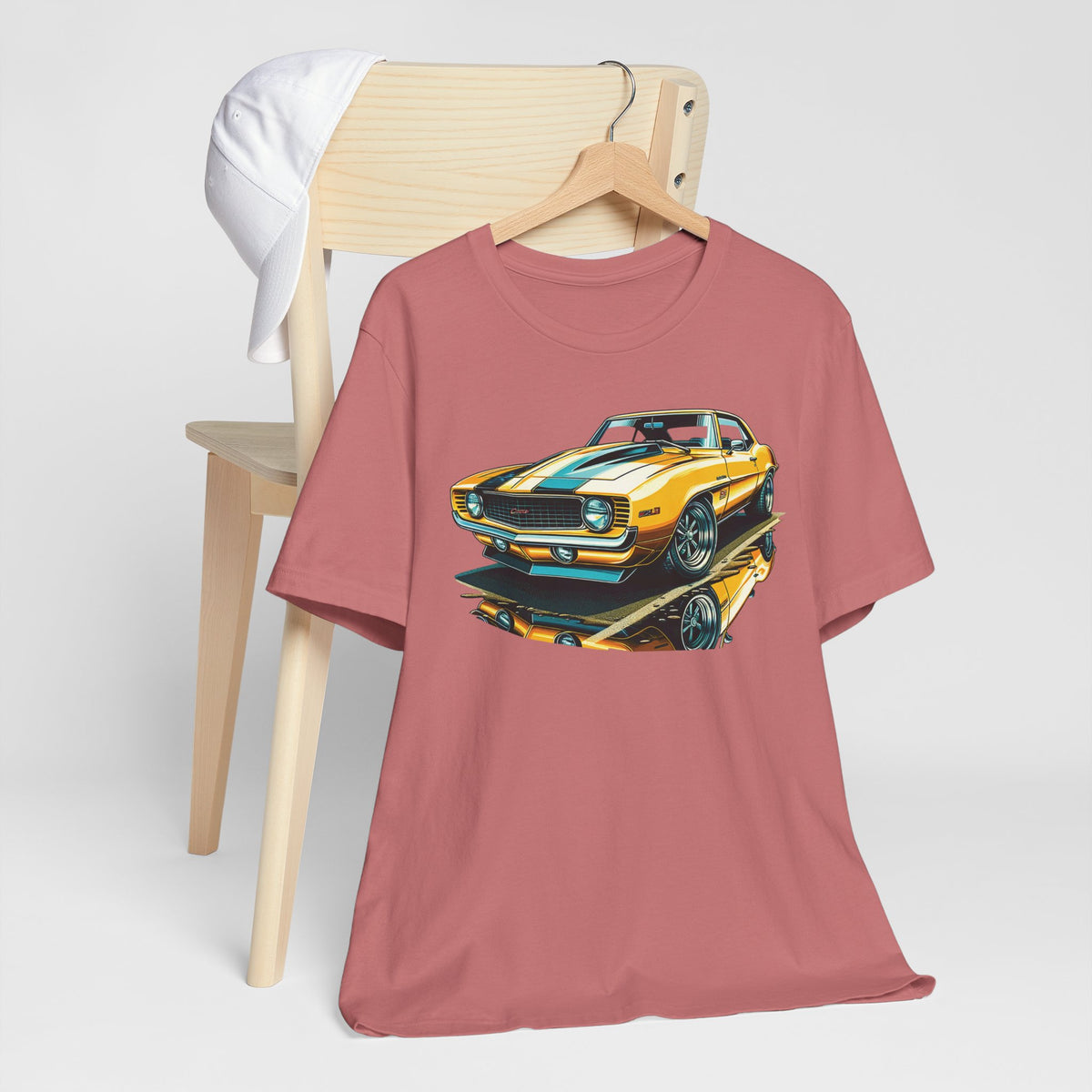 Yellow Classic Muscle Car T-Shirt | American Muscle Roars back graphic tee