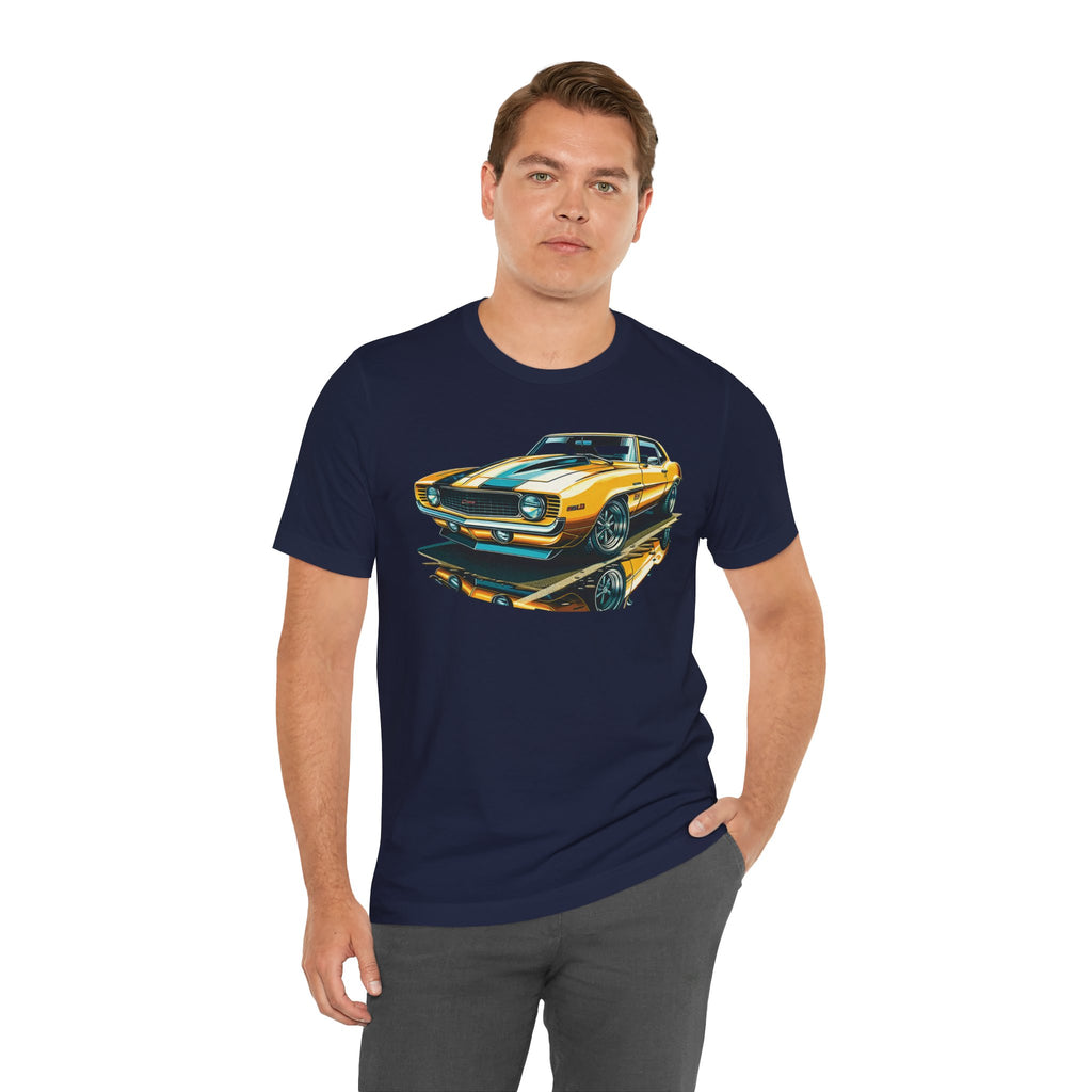 Yellow Classic Muscle Car T-Shirt | American Muscle Roars back graphic tee