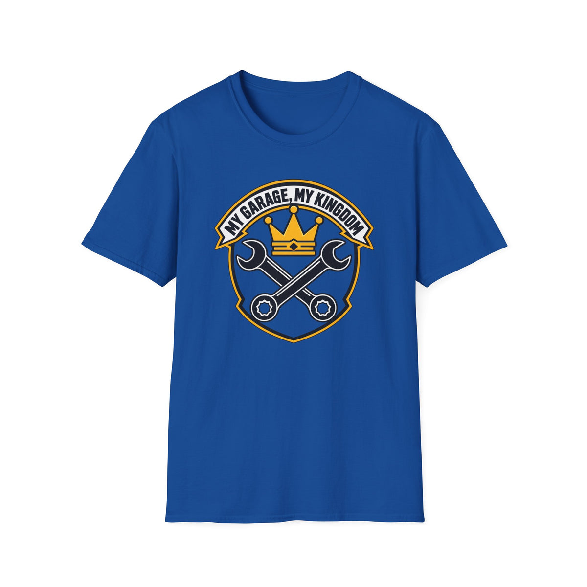 Garage King T-Shirt — "My Garage, My Kingdom" Wrench & Crown Tee