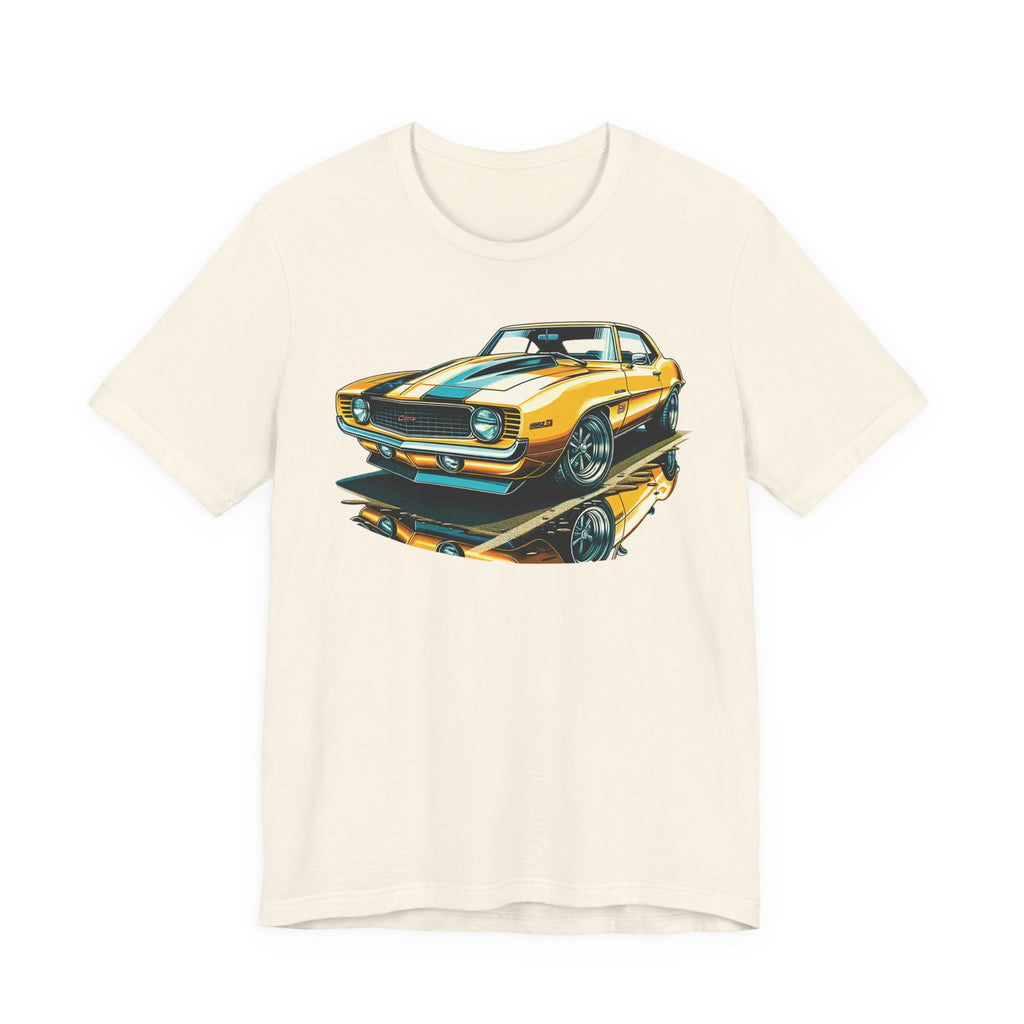 Yellow Classic Muscle Car T-Shirt | American Muscle Roars back graphic tee
