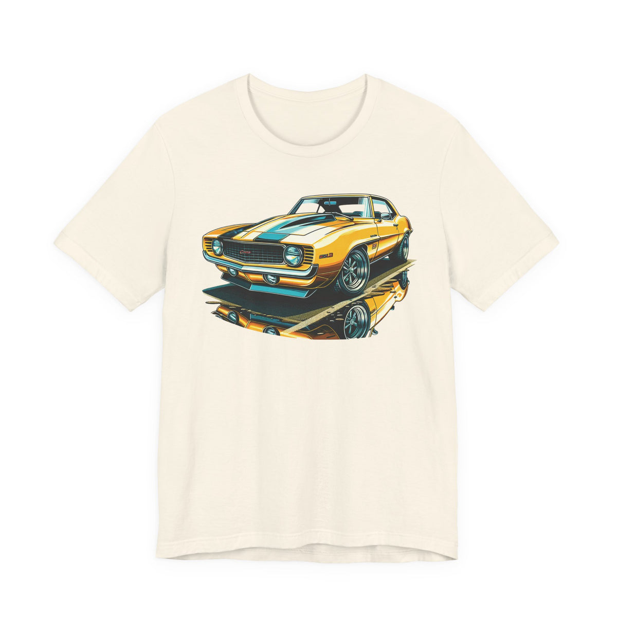 Yellow Classic Muscle Car T-Shirt | American Muscle Roars back graphic tee