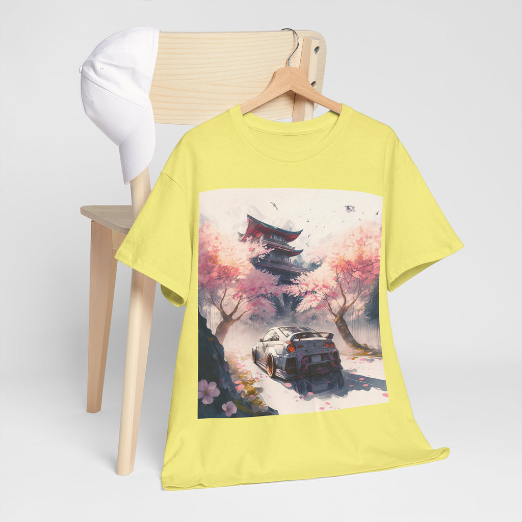 Sakura Drift Retro Sports Car Tee — Cherry Blossom JDM Graphic T-Shirt