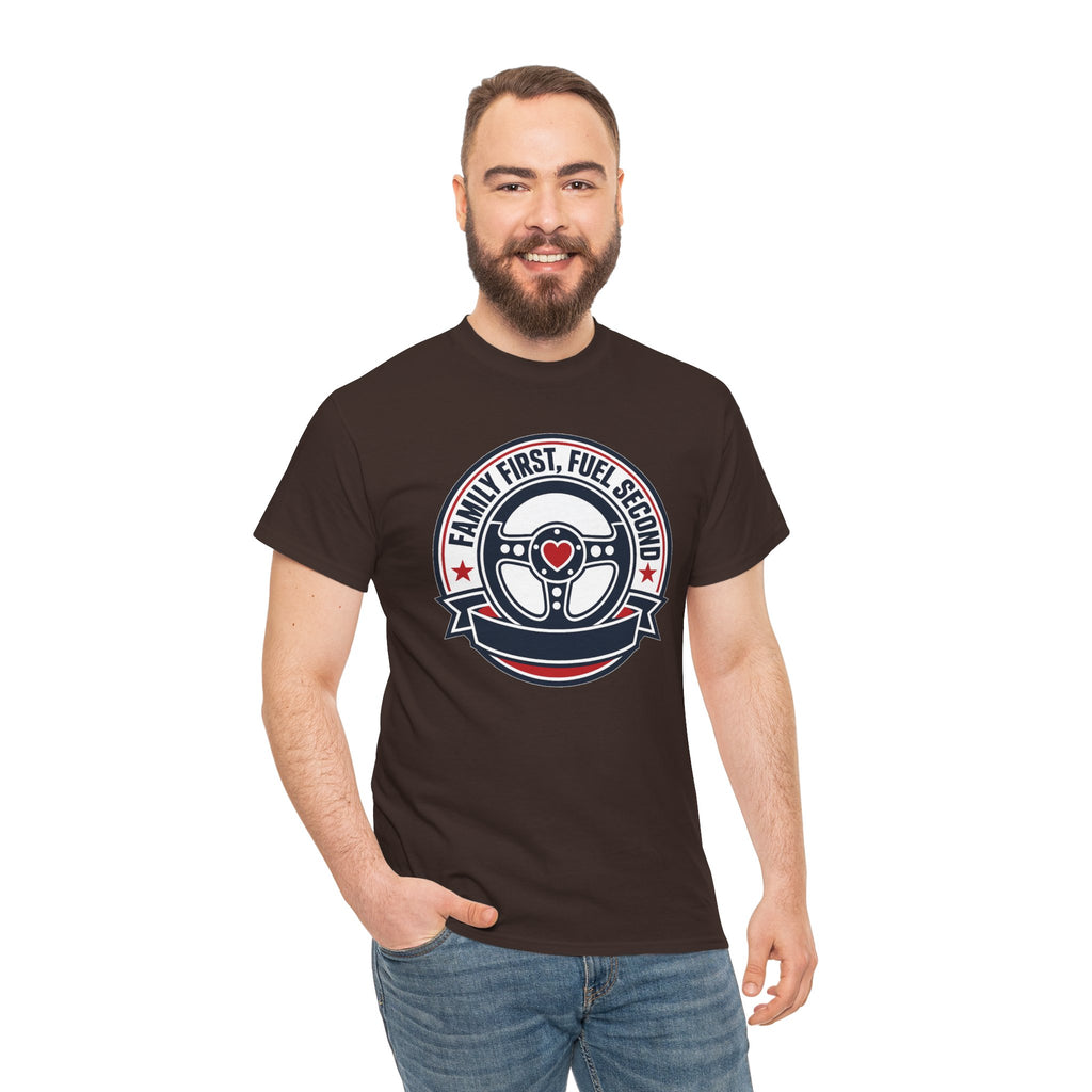 Family First, Fuel Second Tee — Steering Wheel Graphic Shirt