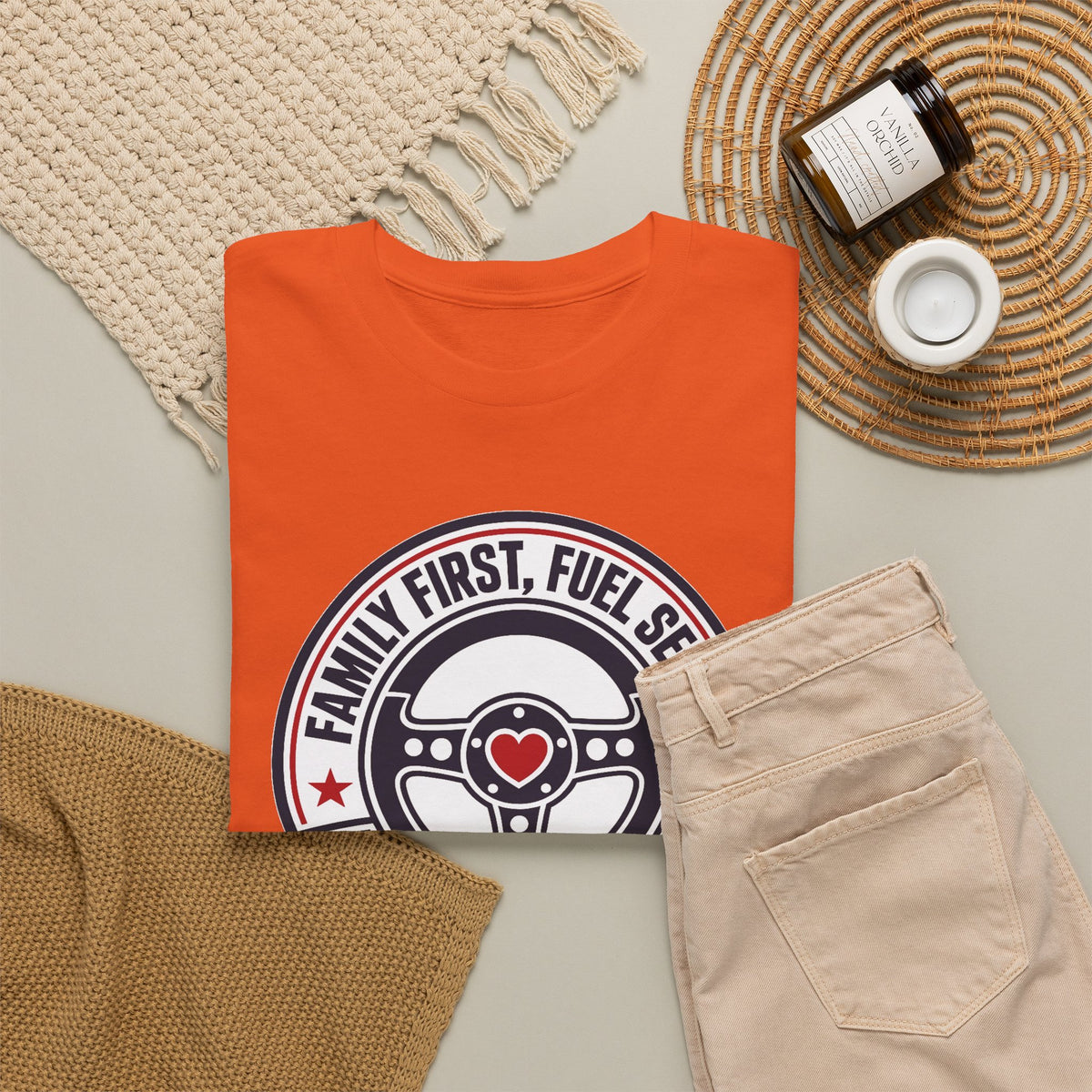 Family First, Fuel Second Tee — Steering Wheel Graphic Shirt