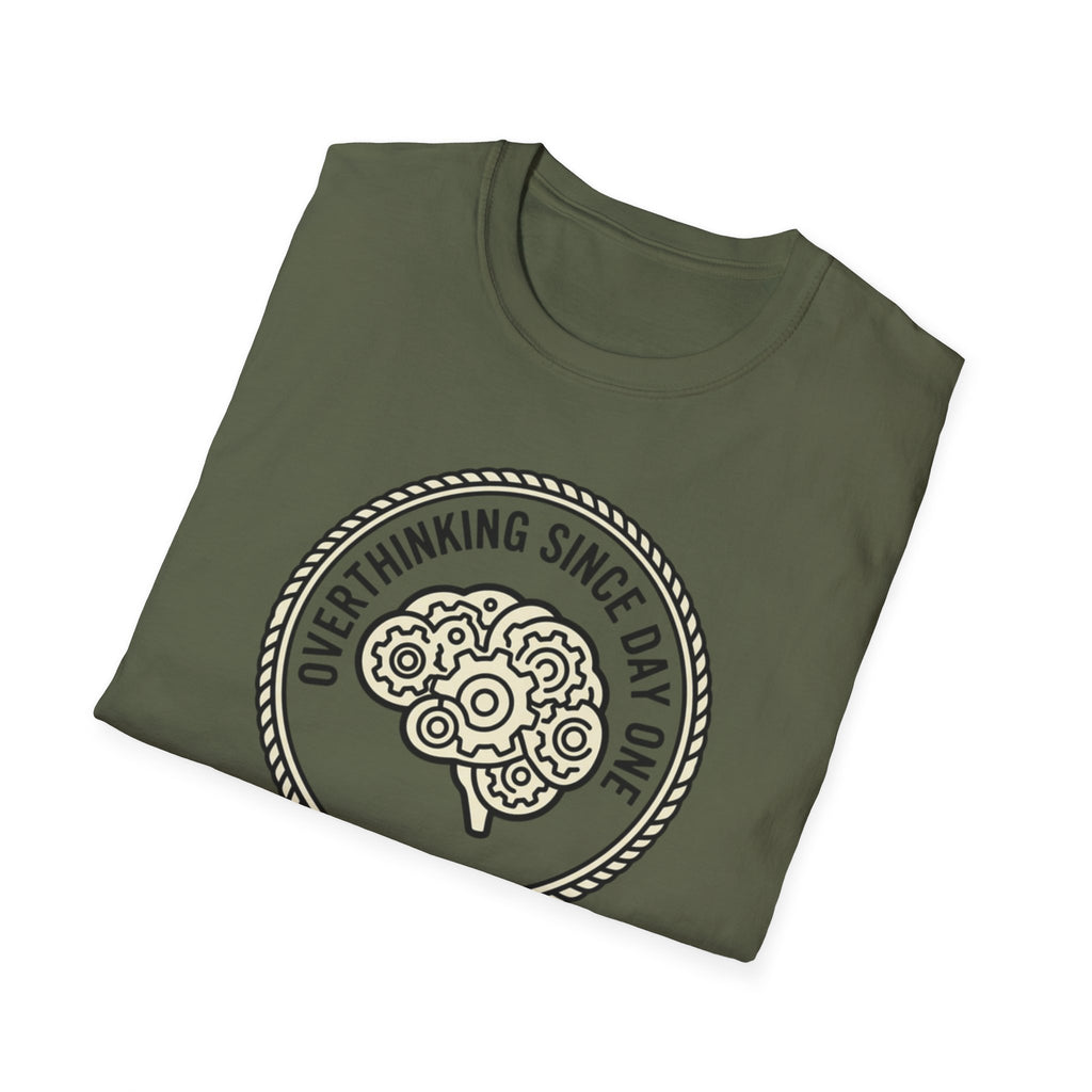 T-Shirt — "Overthinking Since Day One" Brain Graphic Tee