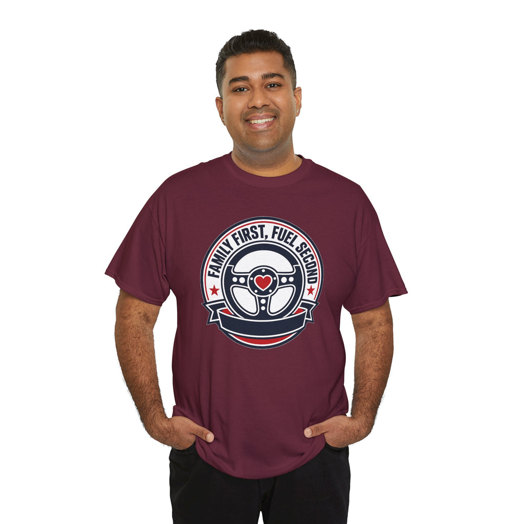 Family First, Fuel Second Tee — Steering Wheel Graphic Shirt