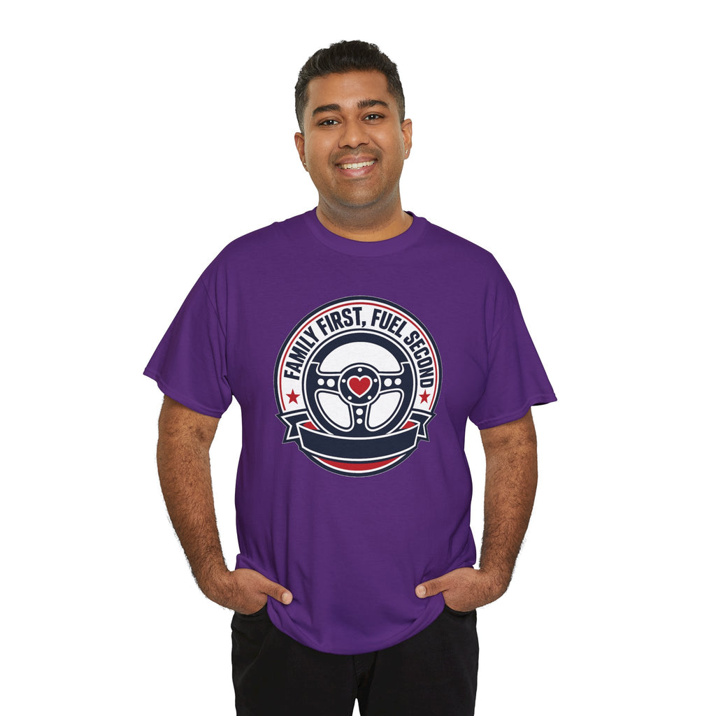Family First, Fuel Second Tee — Steering Wheel Graphic Shirt