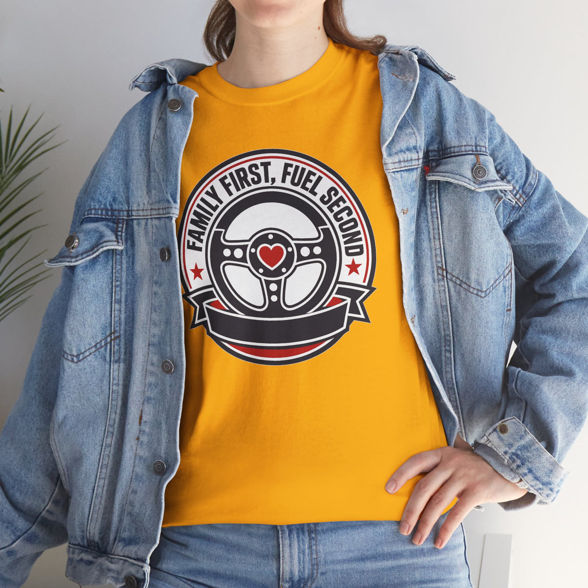 Family First, Fuel Second Tee — Steering Wheel Graphic Shirt