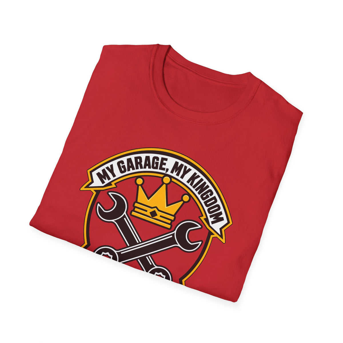 Garage King T-Shirt — "My Garage, My Kingdom" Wrench & Crown Tee