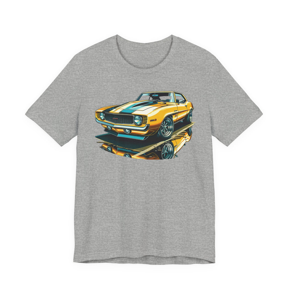Yellow Classic Muscle Car T-Shirt | American Muscle Roars back graphic tee