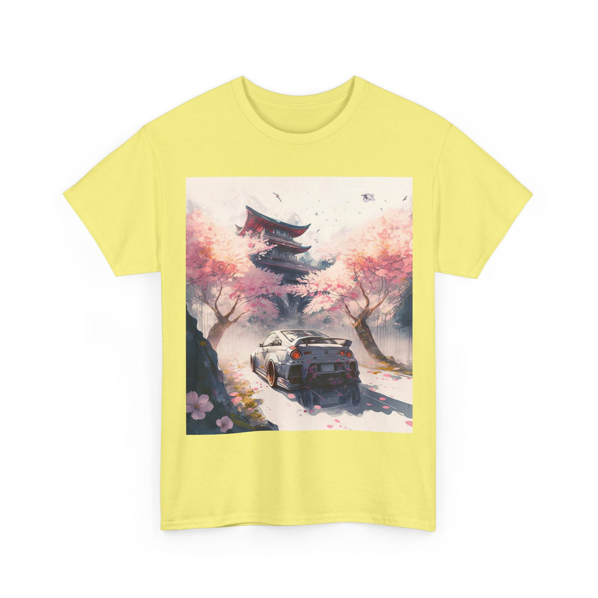 Sakura Drift Retro Sports Car Tee — Cherry Blossom JDM Graphic T-Shirt